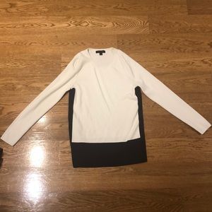 Cream and Navy Color Block Sweater